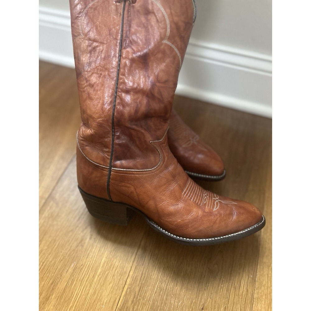 TONY LAMA Men's Size 10.5 EE Leather Cowboy Western Boots #5084 COGNAC Brown - Picture 8 of 11